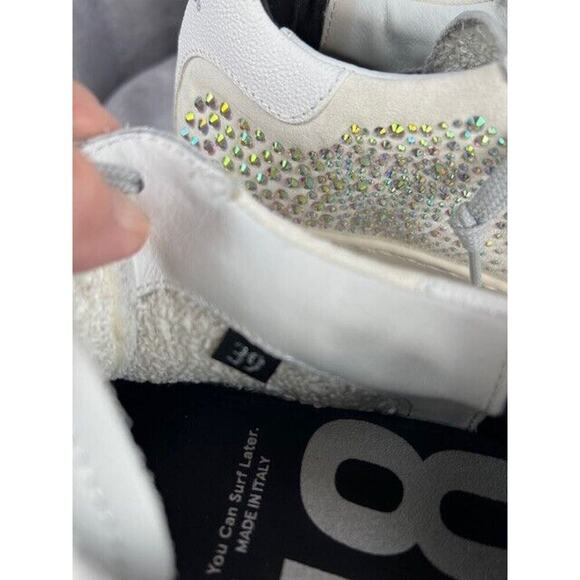 P448 "Thea" Sneaker in Galu w/Rhinestones (Cream/Gray) Sz US - 8.5, Eu - 39 - Picture 5 of 9